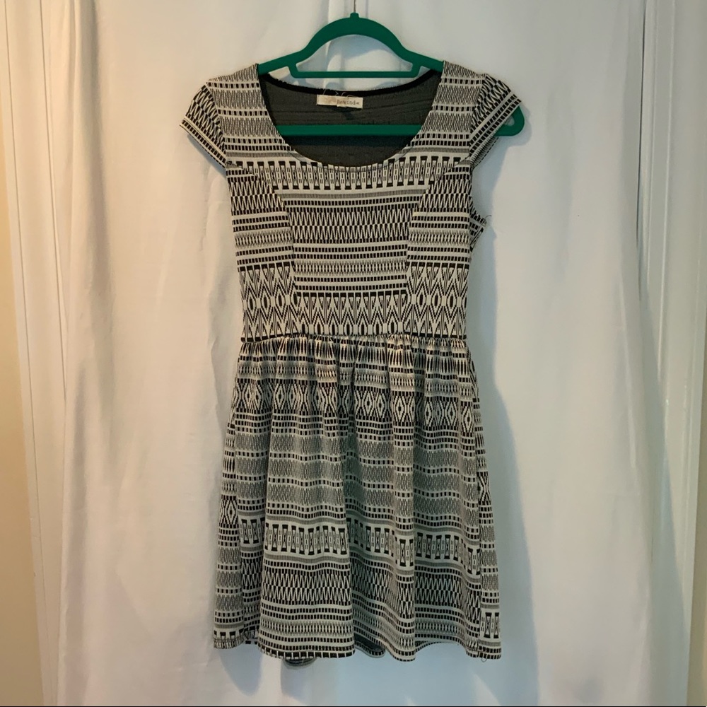 Rewind Black and White Patterned Dress